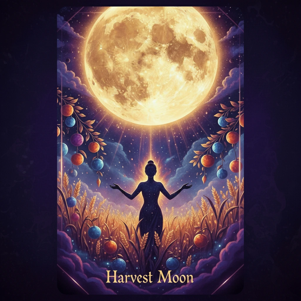 Harvest Moon — Abundance oracle card